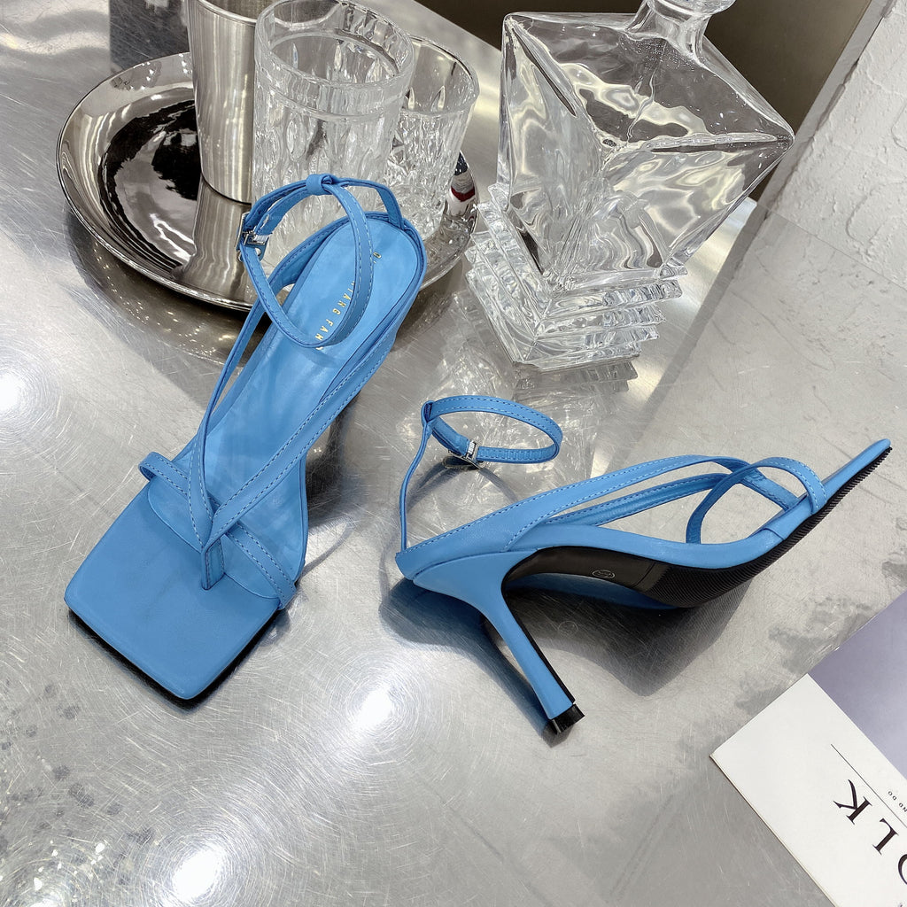 Square head toe sandals female sense stiletto heels