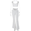 Women's Solid Color Sleeveless Vest Bell-bottom Pants Two-piece Set