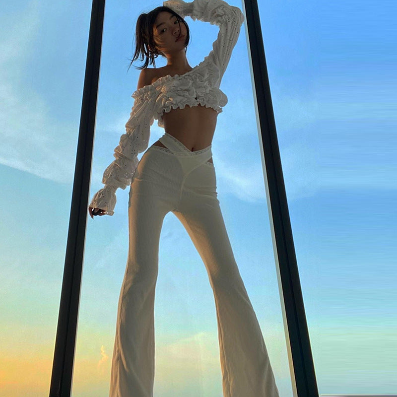 Low Waist, Pure Lace Strap And Buttock Bell Bottoms