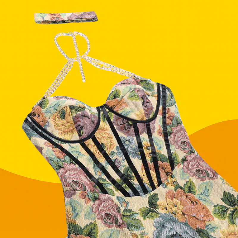 Retro Bloom Corset Dress