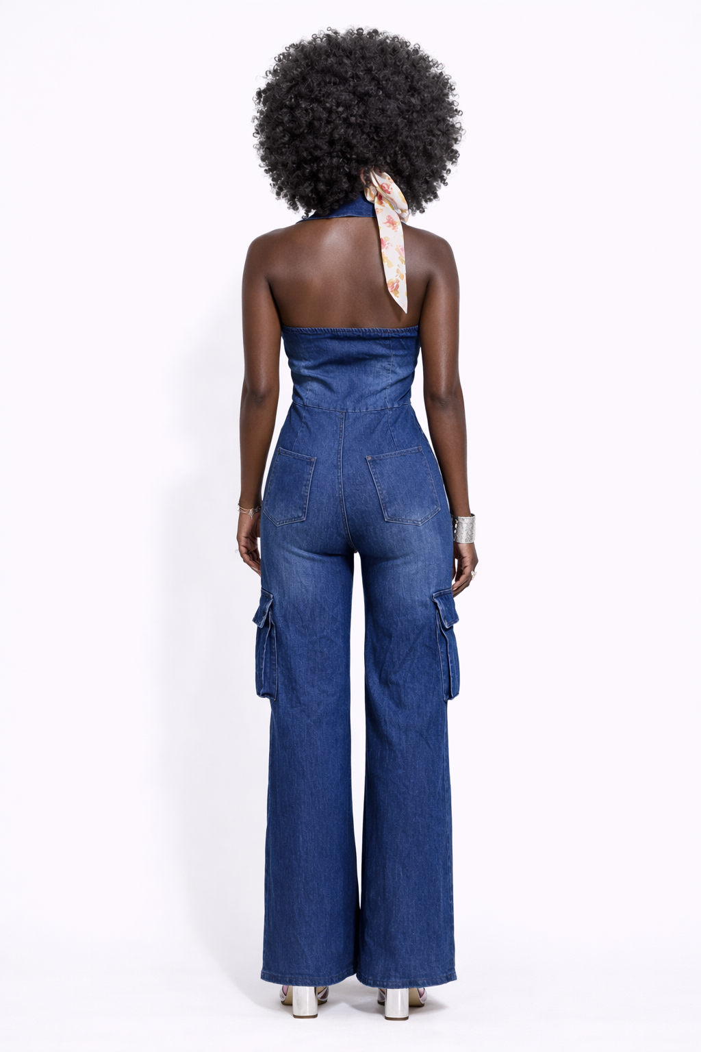 Tight Waist Slim High Elastic Wash Denim Jumpsuit