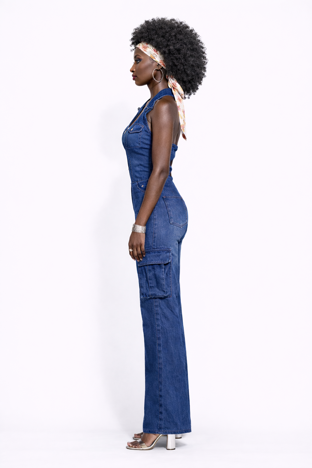 Tight Waist Slim High Elastic Wash Denim Jumpsuit