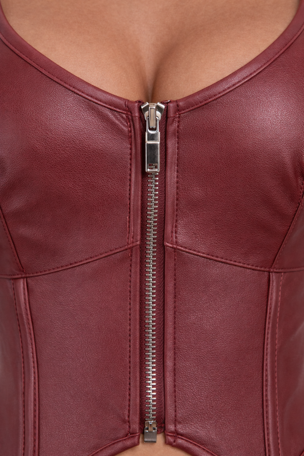 Leather Halter Zipper Women's Tube Top Chest Support Body Shaping Top