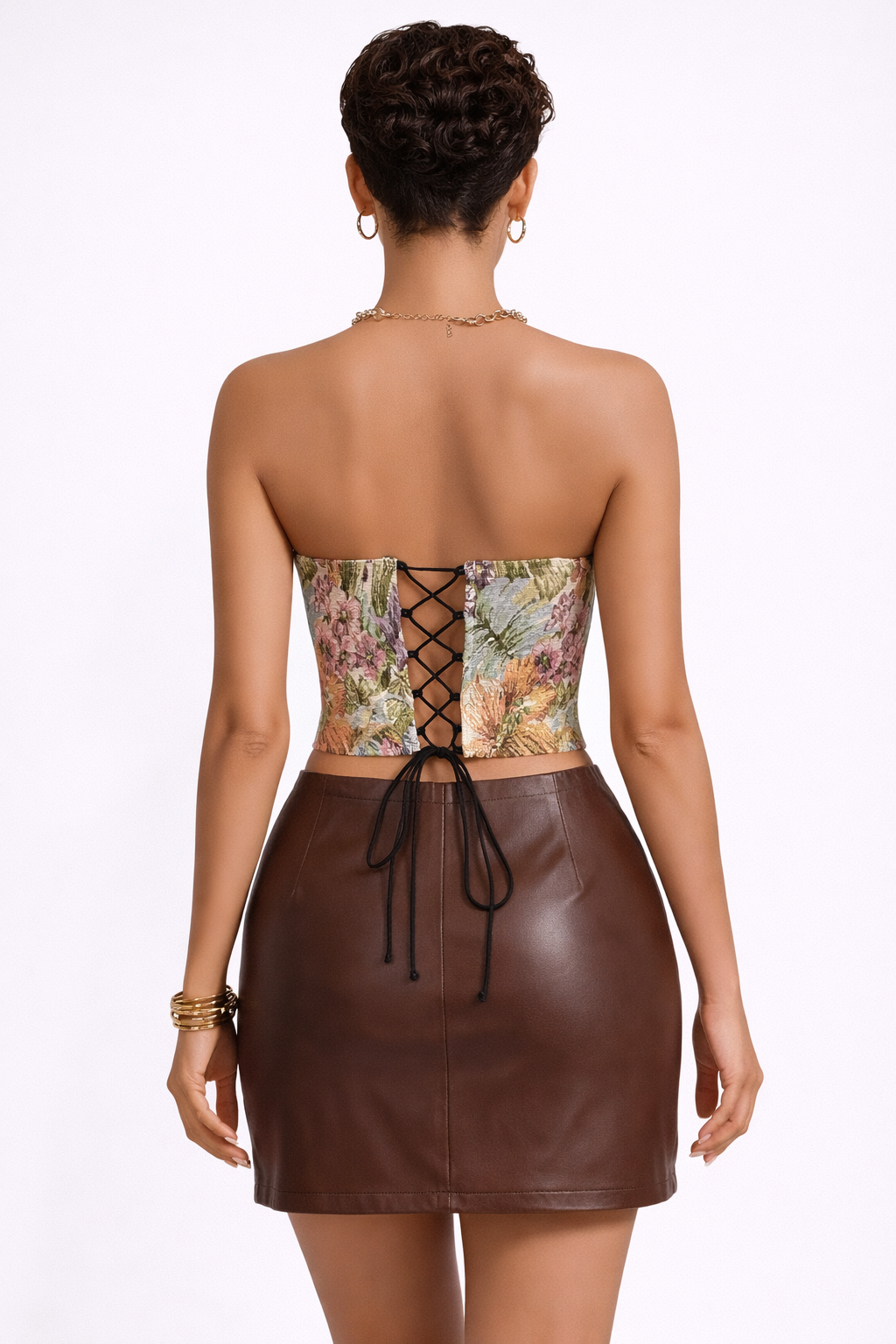 Y2K Floral Print Tube Vest Top With Back-tied Design INS Fashion Crop Corset Tank For Women Clothing
