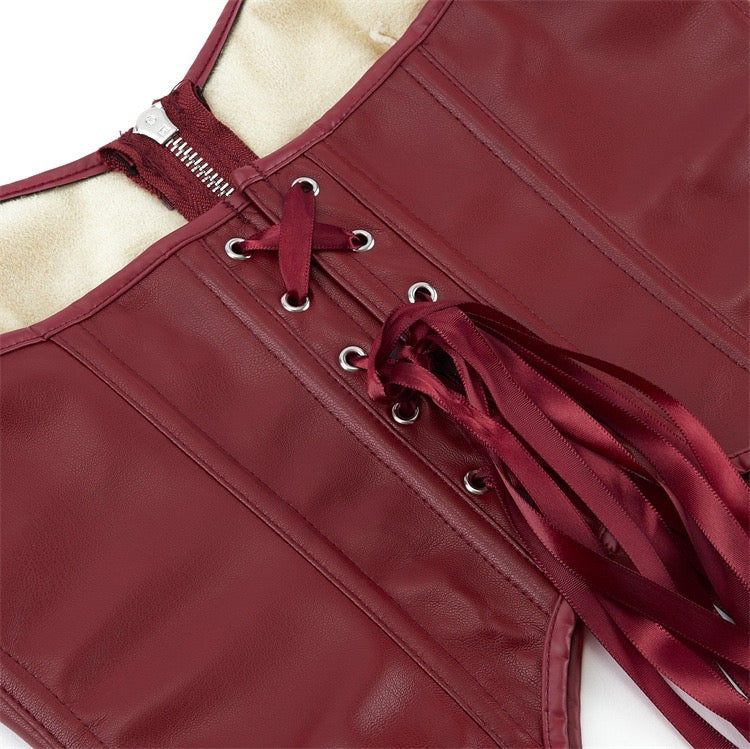 Leather Halter Zipper Women's Tube Top Chest Support Body Shaping Top